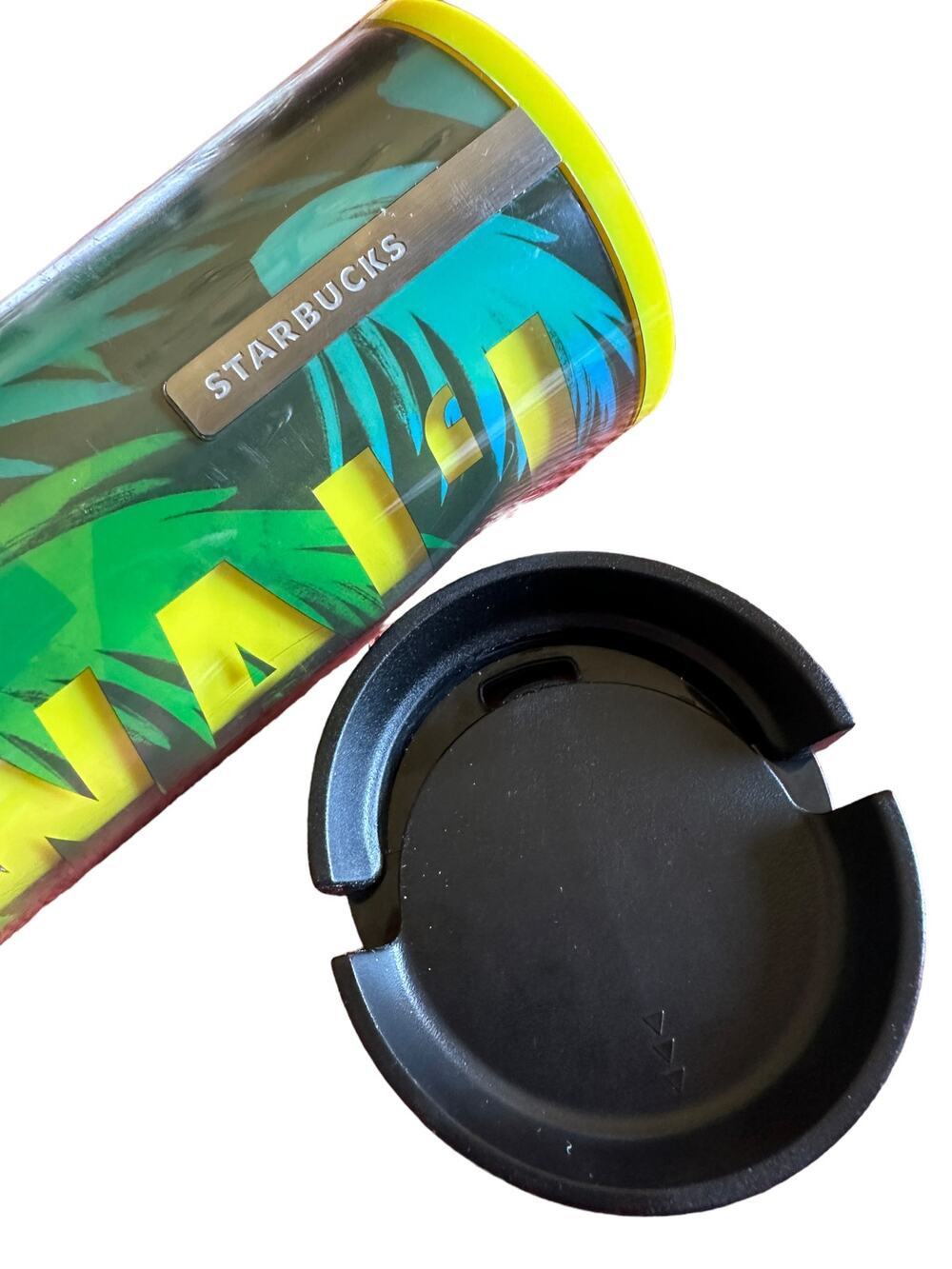 Starbucks Hawai'i Yellow and Green Tropical Coffee Cup Tumbler BPA free